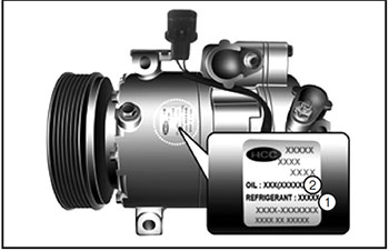 Этикетка компрессора кондиционера воздуха Hyundai Santa Fe с 2018